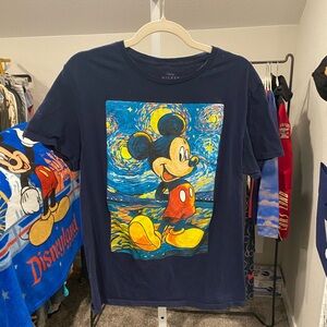 Disney Vintage Mickey Van Gogh Painting Artist Artsy Tee Shirt